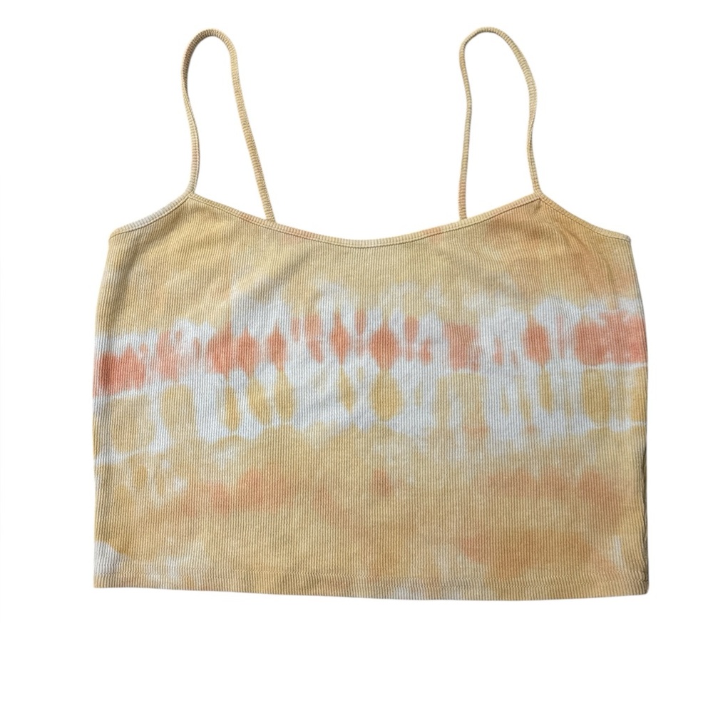 Orange & Yellow Tie Dye Fitted Crop Camisole Sz Large